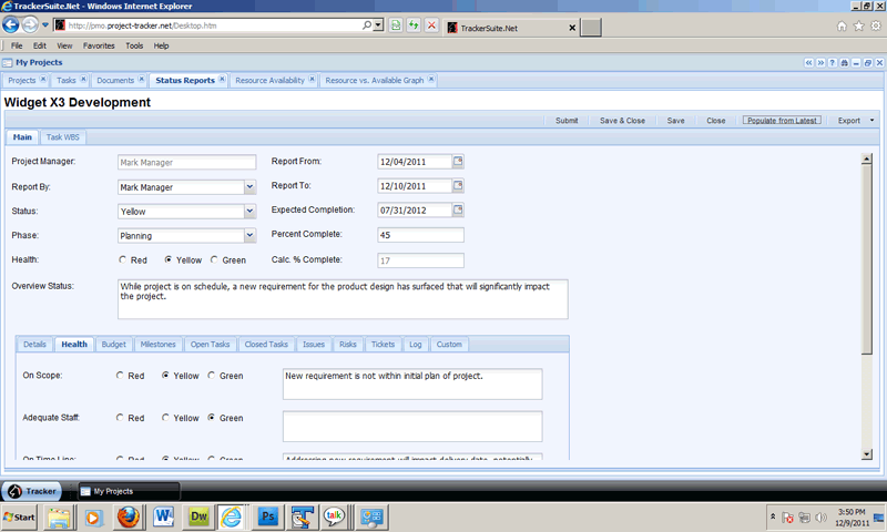 Project status reports